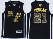 Wholesale Cheap San Antonio Spurs #21 Tim Duncan Revolution 30 Swingman 2014 The Finals Black/Gold Jersey