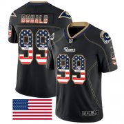 Wholesale Cheap Nike Rams #99 Aaron Donald Black Men's Stitched NFL Limited Rush USA Flag Jersey