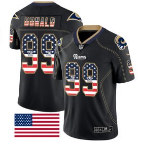 Wholesale Cheap Nike Rams #99 Aaron Donald Black Men\'s Stitched NFL Limited Rush USA Flag Jersey