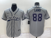 Wholesale Cheap Men's Dallas Cowboys #88 CeeDee Lamb Grey Stitched Cool Base Nike Baseball Jersey