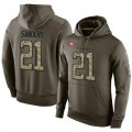 Wholesale Cheap NFL Men's Nike San Francisco 49ers #21 Deion Sanders Stitched Green Olive Salute To Service KO Performance Hoodie