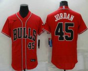 Wholesale Cheap Men's Chicago Bulls #45 Michael Jordan Red Stitched Flex Base Nike Baseball Jersey
