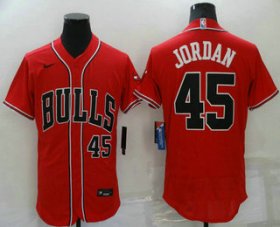 Wholesale Cheap Men\'s Chicago Bulls #45 Michael Jordan Red Stitched Flex Base Nike Baseball Jersey