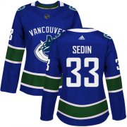 Wholesale Cheap Adidas Canucks #33 Henrik Sedin Blue Home Authentic Women's Stitched NHL Jersey