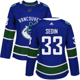 Wholesale Cheap Adidas Canucks #33 Henrik Sedin Blue Home Authentic Women\'s Stitched NHL Jersey