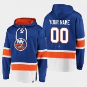 Wholesale Cheap Men's New York Islanders Active Player Custom Royal Ageless Must-Have Lace-Up Pullover Hoodie