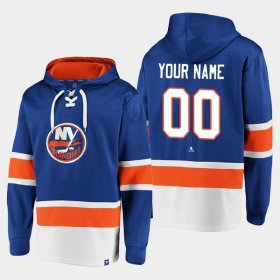 Wholesale Cheap Men\'s New York Islanders Active Player Custom Royal Ageless Must-Have Lace-Up Pullover Hoodie