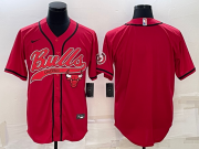Wholesale Cheap Men's Chicago Bulls Blank Red With Patch Cool Base Stitched Baseball Jersey
