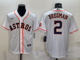 Wholesale Cheap Men\'s Houston Astros #2 Alex Bregman White With Patch Stitched MLB Cool Base Nike Jersey