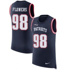 Wholesale Cheap Nike Patriots #98 Trey Flowers Navy Blue Team Color Men\'s Stitched NFL Limited Rush Tank Top Jersey