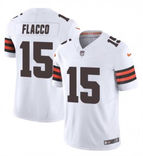 Cheap Men\'s Cleveland Browns #15 Joe Flacco White 2023 F.U.S.E. Vapor Limited Football Stitched Jersey