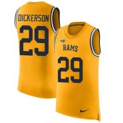 Wholesale Cheap Nike Rams #29 Eric Dickerson Gold Men's Stitched NFL Limited Rush Tank Top Jersey