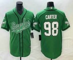 Wholesale Cheap Men's Philadelphia Eagles #98 Jalen Carter Green Cool Base Stitched Baseball Jersey