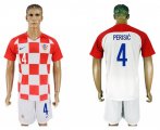 Wholesale Cheap Croatia #4 Perisic Home Soccer Country Jersey