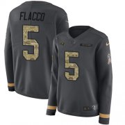 Wholesale Cheap Nike Ravens #5 Joe Flacco Anthracite Salute to Service Women's Stitched NFL Limited Therma Long Sleeve Jersey