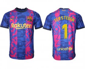 Wholesale Cheap Men 2021-2022 Club Barcelona blue training suit aaa version 1 Soccer Jersey