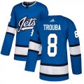 Wholesale Cheap Adidas Jets #8 Jacob Trouba Blue Alternate Authentic Stitched NHL Jersey