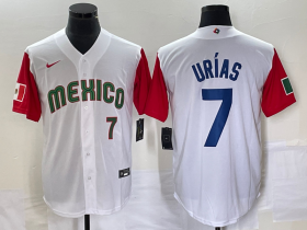 Wholesale Cheap Men\'s Mexico Baseball #7 Julio Urias Number 2023 White Red World Classic Stitched Jersey5