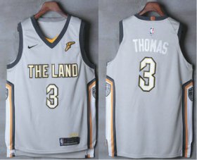 Wholesale Cheap Men\'s Cleveland Cavaliers #3 Isaiah Thomas Gray The Land 2017-2018 Nike Authentic Stitched NBA Jersey