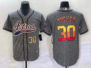 Wholesale Cheap Men's Houston Astros #30 Kyle Tucker Number Grey Gridiron Cool Base Stitched Baseball Jersey