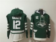 Wholesale Cheap Men's New York Jets #12 Joe Namath Green Ageless Must-Have Lace-Up Pullover Hoodie