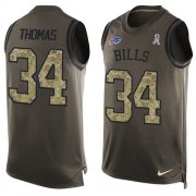 Wholesale Cheap Nike Bills #34 Thurman Thomas Green Men's Stitched NFL Limited Salute To Service Tank Top Jersey