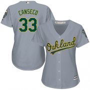 Wholesale Cheap Athletics #33 Jose Canseco Grey Road Women's Stitched MLB Jersey