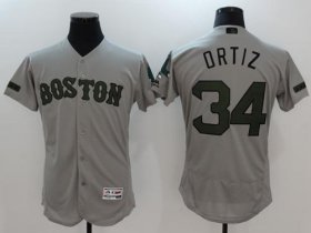 Wholesale Cheap Red Sox #34 David Ortiz Grey Flexbase Authentic Collection Memorial Day Stitched MLB Jersey
