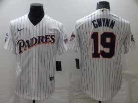 Wholesale Cheap Men\'s San Diego Padres #19 Tony Gwynn White Cool Base Stitched Jersey