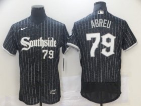 Wholesale Cheap Men\'s Chicago White Sox #79 Jose Abreu Black 2021 City Connect Stitched MLB Flex Base Nike Jersey