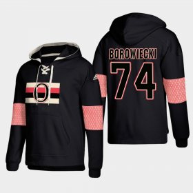 Wholesale Cheap Ottawa Senators #74 Mark Borowiecki Black adidas Lace-Up Pullover Hoodie