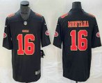 Cheap Men's San Francisco 49ers #16 Joe Montana Black Red Fashion Vapor Limited Stitched Jersey