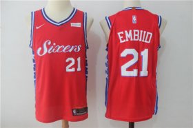 Wholesale Cheap Men\'s Philadelphia 76ers #21 Joel Embiid Red 2017-2018 Nike Swingman Stubhub Stitched NBA Jersey