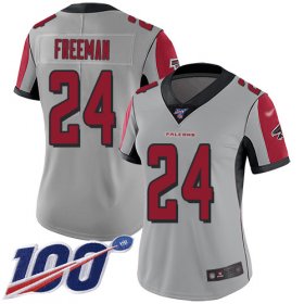 Wholesale Cheap Nike Falcons #24 Devonta Freeman Silver Women\'s Stitched NFL Limited Inverted Legend 100th Season Jersey