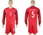 Wholesale Cheap Portugal #5 Guerreiro Home Long Sleeves Soccer Country Jersey