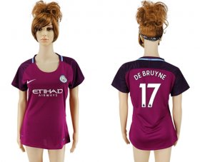 Wholesale Cheap Women\'s Manchester City #17 De Bruyne Away Soccer Club Jersey