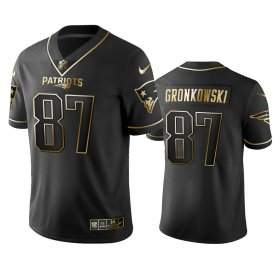 Wholesale Cheap Nike Patriots #87 Rob Gronkowski Black Golden Limited Edition Stitched NFL Jersey