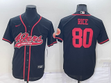 Wholesale Cheap Men's San Francisco 49ers #80 Jerry Rice Black Stitched Cool Base Nike Baseball Jersey