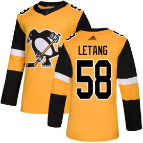 Wholesale Cheap Adidas Penguins #58 Kris Letang Gold Alternate Authentic Stitched NHL Jersey