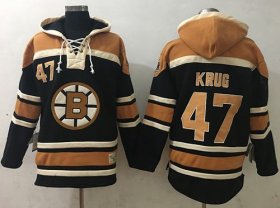 Wholesale Cheap Bruins #47 Torey Krug Black Sawyer Hooded Sweatshirt Stitched NHL Jersey
