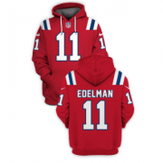 Wholesale Cheap Men's New England Patriots #11 Julian Edelman Red 2021 Pullover Hoodie