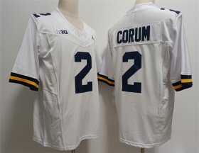 Cheap Men\'s Michigan Wolverines #2 CORUM White 2023 F.U.S.E. Stitched Jersey
