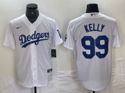 Cheap Men's Los Angeles Dodgers #99 Joe Kelly White Stitched Cool Base Nike Jerseys