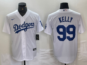Cheap Men\'s Los Angeles Dodgers #99 Joe Kelly White Stitched Cool Base Nike Jerseys