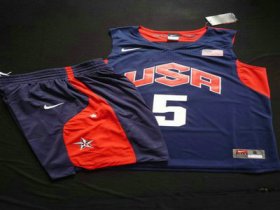 Wholesale Cheap 2012 Olympics Team USA 5 Kevin Durant Blue Basketball Suit