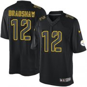 Wholesale Cheap Nike Steelers #12 Terry Bradshaw Black Men's Stitched NFL Impact Limited Jersey