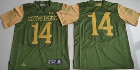 Wholesale Cheap Men\'s Notre Dame Fighting Irish #14 DeShone Kizer Green Stitched College Football 2016 Shamrock Series Under Armour NCAA Jersey