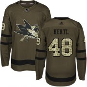 Wholesale Cheap Adidas Sharks #48 Tomas Hertl Green Salute to Service Stitched NHL Jersey