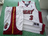 Wholesale Cheap Miami Heat 3 Dwyane Wade white swingman Basketball Suit