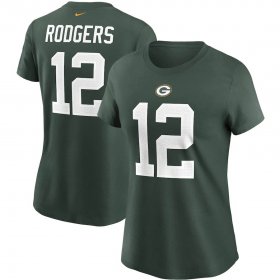 Wholesale Cheap Green Bay Packers #12 Aaron Rodgers Nike Women\'s Team Player Name & Number T-Shirt Green